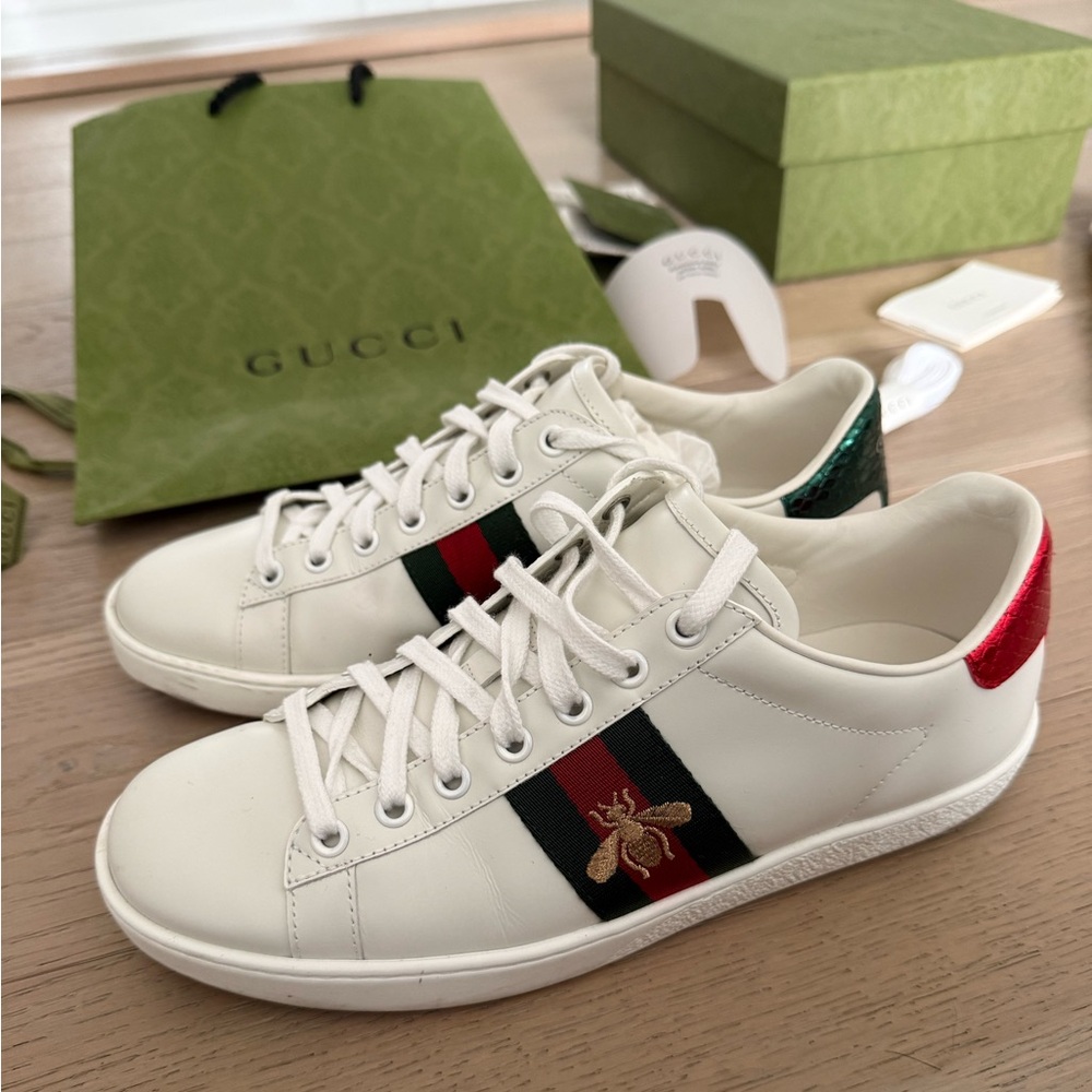GUCCI Ace Web Bee Sneakers - Size 38